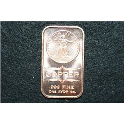 2012 Copper Ingot, .999 Fine 1 Oz.