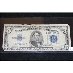 1934-C US Silver Certificate $5, Blue Seal, #L61015210A