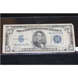 1934-C US Silver Certificate $5, Blue Seal, #M03045619A