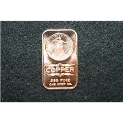 2012 Copper Ingot, .999 Fine 1 Oz.