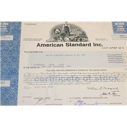 American Standard Inc. Stock Certificate dated 1979