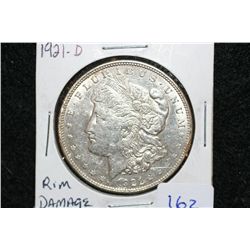 1921-D Silver Morgan $1, Rim Damage