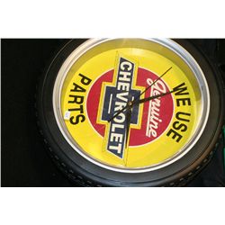 "We Use Genuine Chevrolet Parts" Tire Shop Clock