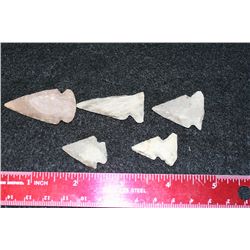 Vintage Indian Arrowhead, lot of 5