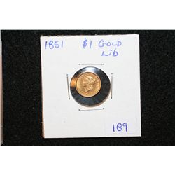 1851 Liberty $1 Gold Coin