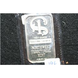 Northwest Territorial Mint Silver Ingot, .999 Fine Silver 1 Oz.