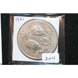1981 HRH The Prince of Wales & Lady Diana Spencer 25 Pence Foreign Coin; "Wedding Coin"