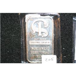 Northwest Territorial Mint Silver Ingot, .999 Fine Silver 1 Oz.