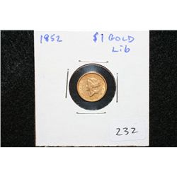 1852 Liberty $1 Gold Coin
