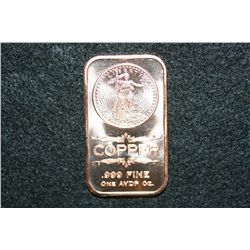 2012 Copper Ingot, .999 Fine 1 Oz.