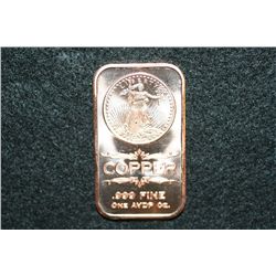 2012 Copper Ingot, .999 Fine 1 Oz.