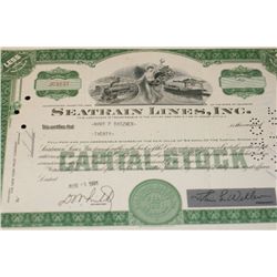 Seatrain Lines Inc. Stock Certificate dated 1961