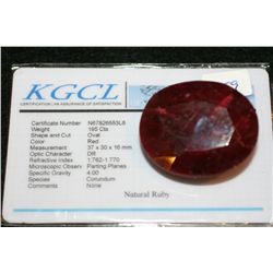 195 Carat Natural Oval Ruby with KGCL Certification