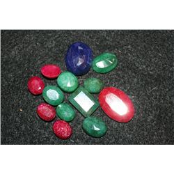 100 Carat TW Natural Ruby, Emerald & Sapphire, loose stones, lot of 13