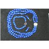 Image 1 : 8 MM Three Row Lapis Lazuli Necklace; Bracelet & Drop Earring Set, NEW!