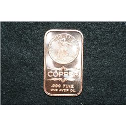 2012 Copper Ingot, .999 Fine 1 Oz.