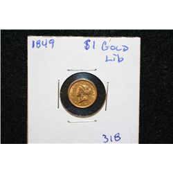 1849 Liberty $1 Gold Coin