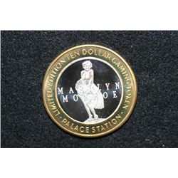Palace Station Hotel & Casino, Limited Edition Two-Tone $10 Gaming Token, "Marilyn Monroe", .999 Fin