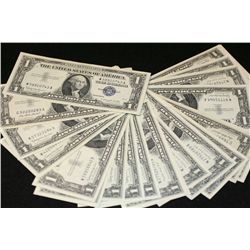 US Silver Certificate $1, various dates & numbers, lot of 40