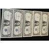 Image 1 : 1957-A US Silver Certificate $1, Blue Seal, #Q18960946A thru #Q18960950A, Consecutive numbers, lot o