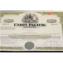 Union Pacific Corp. Stock Certificate dated 1974