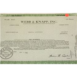 Webb & Knapp Inc. Stock Certificate dated 1969