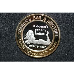 Sharon's Bar & Brothel, Limited Edition Two-Tone $10 Silver State Brothel Token, "It Doesn't Get Any