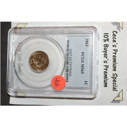 1863 Indian Head Penny, PCGS Graded MS65  **CeCe's Premium Special 10% Buyer's Premium-This Lot Only