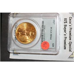 1927 St. Gaudens $20 Gold Coin, PCGS Graded MS64  **CeCe's Premium Special 10% Buyer's Premium-This 