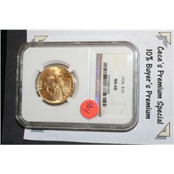 1926 Indian Chief $10 Gold Coin, NGC Graded MS60  **CeCe's Premium Special 10% Buyer's Premium-This 