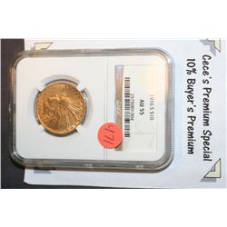 1916-S Indian Chief $10 Gold Coin, NGC Graded AU55  **CeCe's Premium Special 10% Buyer's Premium-Thi