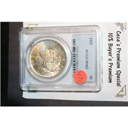 1922 Peace $1, PCGS Graded MS62  **CeCe's Premium Special 10% Buyer's Premium-This Lot Only!**