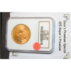 1895 Liberty $20 Gold Coin, NGC Graded MS63  **CeCe's Premium Special 10% Buyer's Premium-This Lot O
