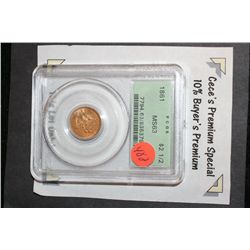 1861 Liberty $2.5 Gold Coin-Civil War Date, PCGS Graded MS63  **CeCe's Premium Special 10% Buyer's P