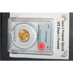 1902 Liberty $5 Gold Coin, PCGS Graded MS63  **CeCe's Premium Special 10% Buyer's Premium-This Lot O