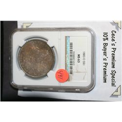 1883-O Silver Morgan $1, NGC Graded MS63  **CeCe's Premium Special 10% Buyer's Premium-This Lot Only
