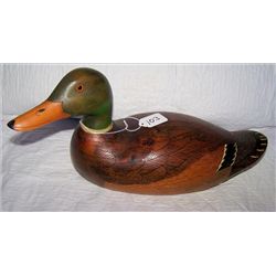 Duck, hand carved wood 14"