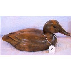 Duck, hand carved wood 14"