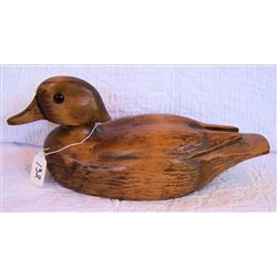 Duck, hand carved wood 14"