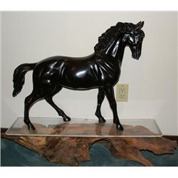 Metal Horse not signed 27" long, 23" tall