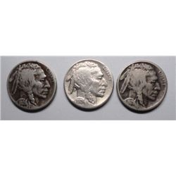 3  1926S Buffalo nickels   2 toned  a VG and a 1/2 horn fine