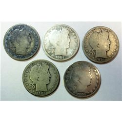 5  1901S Barber half $    G/AG