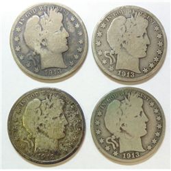 4  1913 Barber half $    full rim good