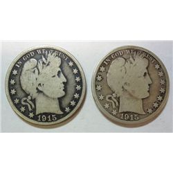 2  1915 Barber half $    full rim VG/F