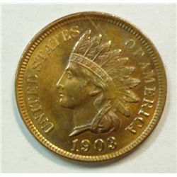 1903 Indian penny  MS64BRN with a touch of RED