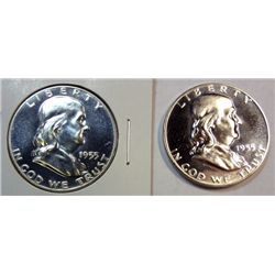 2   1955 proof Franklin half $