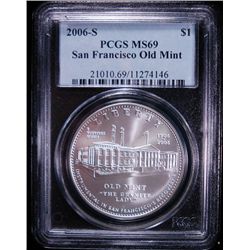 2006-S SAN FRANCISCO OLD MINT COMMEMORATIVE SILVER DOLLAR, PCGS MS69!