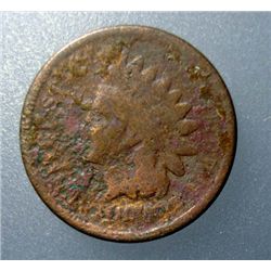 1877 Indian penny  AG with old Silvertown photoguarantee