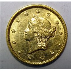 1853 T1 $1 gold AU55