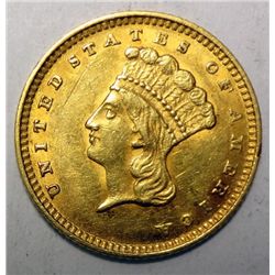 1862 T3 $1 gold AU55